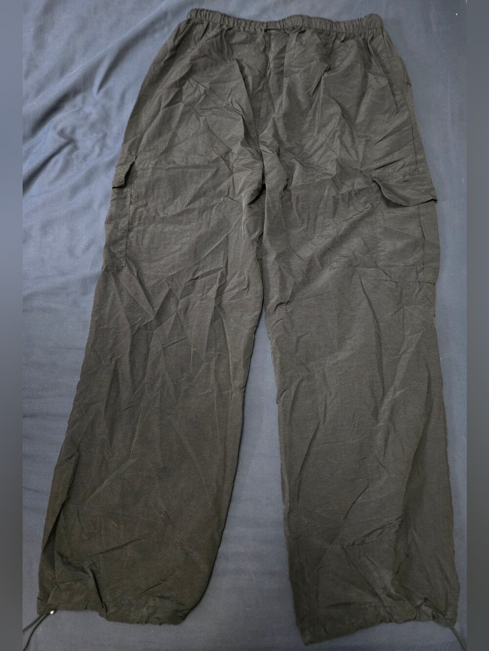 Black Cargo Drawstring Men’s Pants - Picture 2 of 3